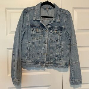 Free People Long Sleeve Button Front Relaxed Denim Jacket